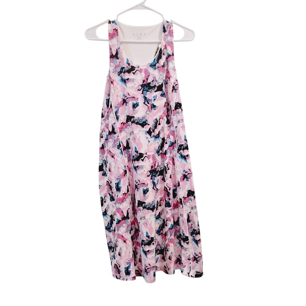Lane Bryant LIVI Plus size 18/20  Pink Blue Abstract Dress Built in Sports Bra